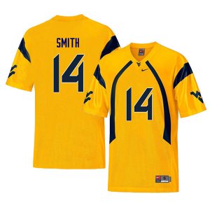 Men's West Virginia Mountaineers NCAA #14 Collin Smith Yellow Authentic Nike Retro Stitched College Football Jersey DO15I20EU